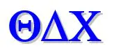 A blue greek letter is shown on top of the word phi delta sigma.